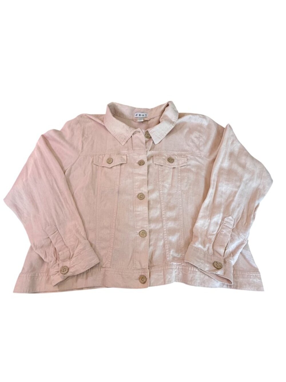 Dash Womens Dusty Pink Linen-Blend Coastal Cowgirl Button-Up Jacket Medium
